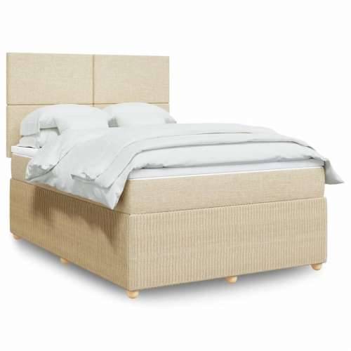 Krevet s oprugama i madracem krem 140 x 190 cm od tkanine - Krema 140 x 190 cm Gladak dizajn Cijena