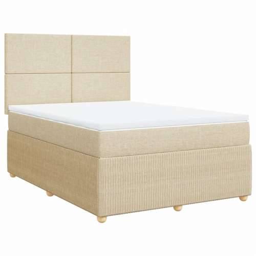 Krevet s oprugama i madracem krem 140 x 190 cm od tkanine - Krema 140 x 190 cm Gladak dizajn Cijena