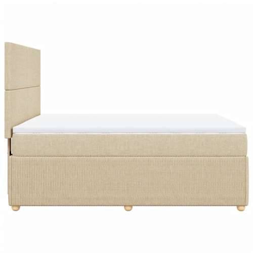 Krevet s oprugama i madracem krem 140 x 190 cm od tkanine - Krema 140 x 190 cm Gladak dizajn Cijena