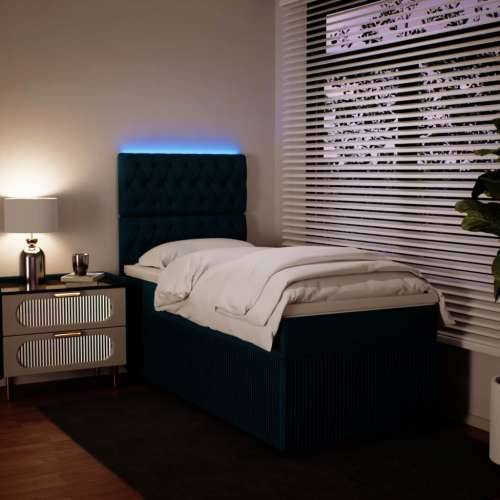 Box spring krevet s madracem plavi 90x200 cm baršunasti - Plava 90 x 200 cm Dizajn s gumbima Cijena