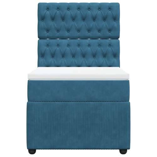 Box spring krevet s madracem plavi 90x200 cm baršunasti - Plava 90 x 200 cm Dizajn s gumbima Cijena