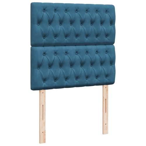 Box spring krevet s madracem plavi 90x200 cm baršunasti - Plava 90 x 200 cm Dizajn s gumbima Cijena