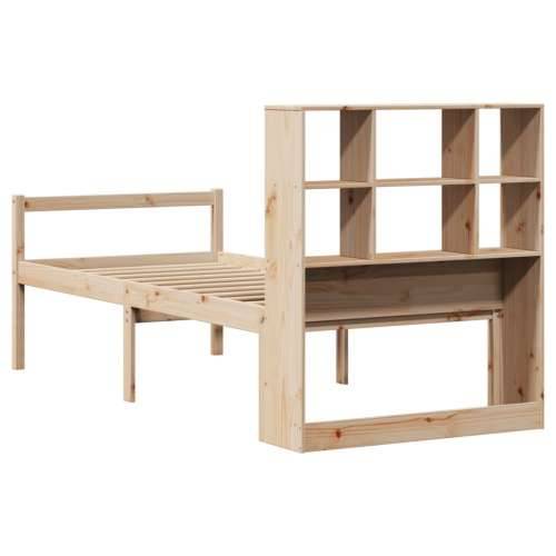Krevet s regalom za knjige bez madraca 100 x 200 cm od borovine - Prirodna 100 x 200 cm Cijena