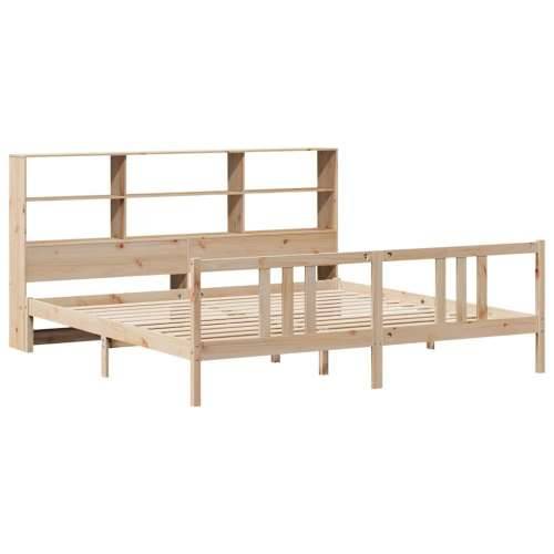 Krevet s regalom za knjige bez madraca 200 x 200 cm od borovine - Prirodna 200 x 200 cm Cijena