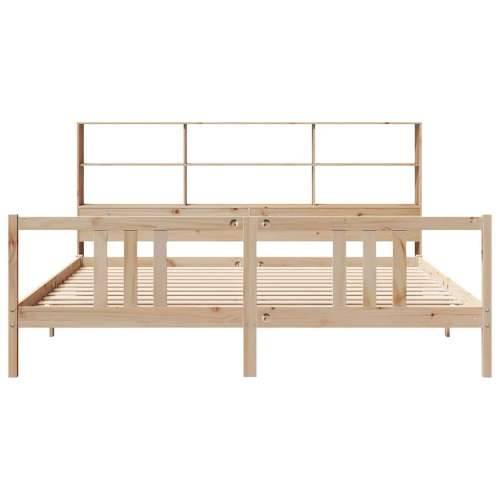 Krevet s regalom za knjige bez madraca 200 x 200 cm od borovine - Prirodna 200 x 200 cm Cijena