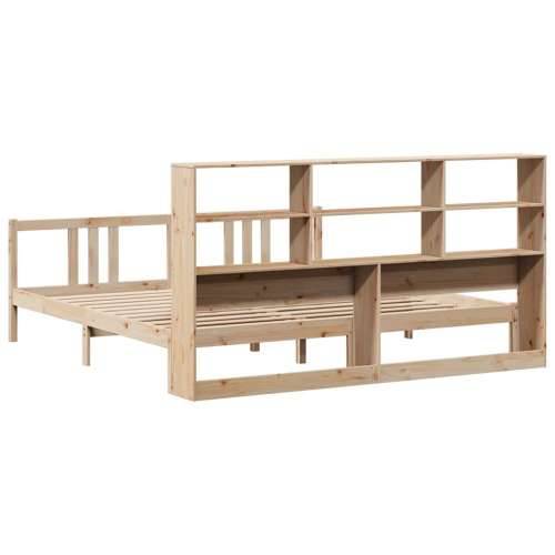 Krevet s regalom za knjige bez madraca 200 x 200 cm od borovine - Prirodna 200 x 200 cm Cijena