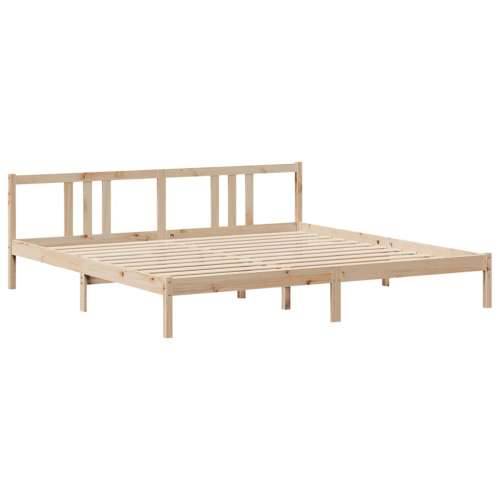 Krevet s regalom za knjige bez madraca 200 x 200 cm od borovine - Prirodna 200 x 200 cm Cijena