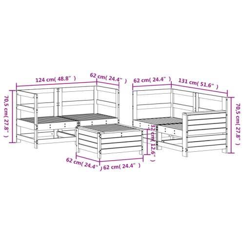 Vrtna garnitura - 5-dijelni set vrtnih sofa od masivne borovine - Prirodna boja bora 1 Cijena