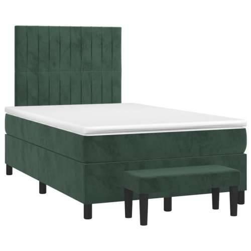 Krevet box spring s madracem tamnozeleni 120x190 cm baršunasti - Tamnozelena 120 x 190 cm Okomite pruge Cijena