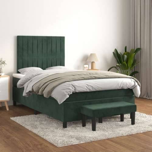 Krevet box spring s madracem tamnozeleni 120x190 cm baršunasti - Tamnozelena 120 x 190 cm Okomite pruge Cijena