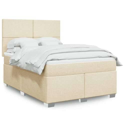 Krevet s oprugama i madracem krem 140 x 190 cm od tkanine - Krema 140 x 190 cm Gladak dizajn Cijena