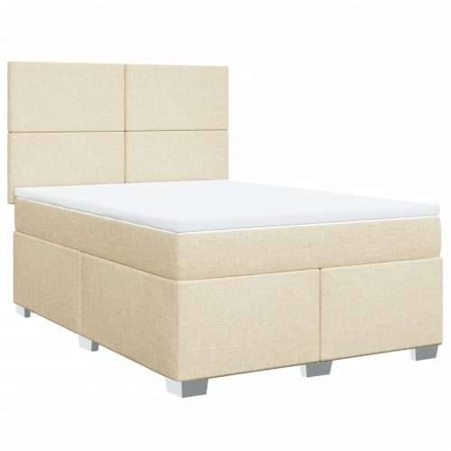 Krevet s oprugama i madracem krem 140 x 190 cm od tkanine - Krema 140 x 190 cm Gladak dizajn Cijena