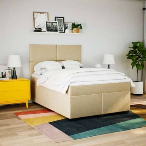 Krevet s oprugama i madracem krem 140 x 190 cm od tkanine - Krema 140 x 190 cm Gladak dizajn Cijena