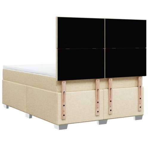 Krevet s oprugama i madracem krem 140 x 190 cm od tkanine - Krema 140 x 190 cm Gladak dizajn Cijena