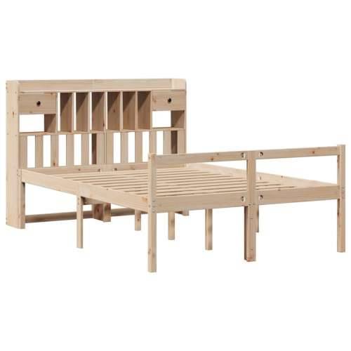 Krevet s regalom za knjige bez madraca 140x190 cm od borovine - Prirodna 140 x 190 cm Cijena