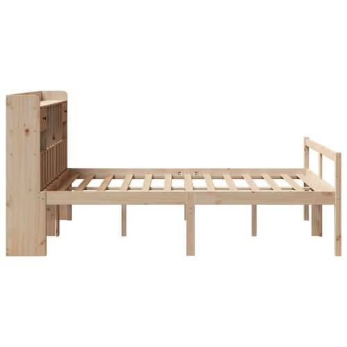 Krevet s regalom za knjige bez madraca 140x190 cm od borovine - Prirodna 140 x 190 cm Cijena