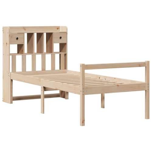 Krevet s regalom za knjige bez madraca 100 x 200 cm od borovine - Prirodna 100 x 200 cm Cijena