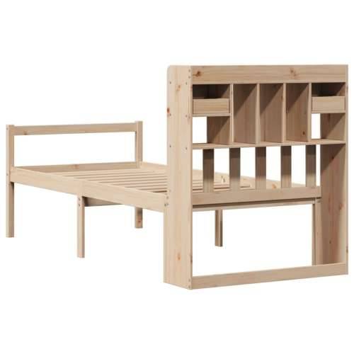 Krevet s regalom za knjige bez madraca 100 x 200 cm od borovine - Prirodna 100 x 200 cm Cijena