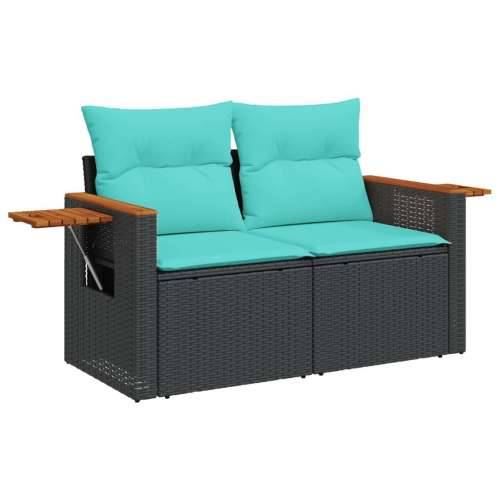 Vrtna garnitura - 5-dijelni set vrtnih sofa od poliratana s jastucima crni - Crna Bez stola 1 Cijena