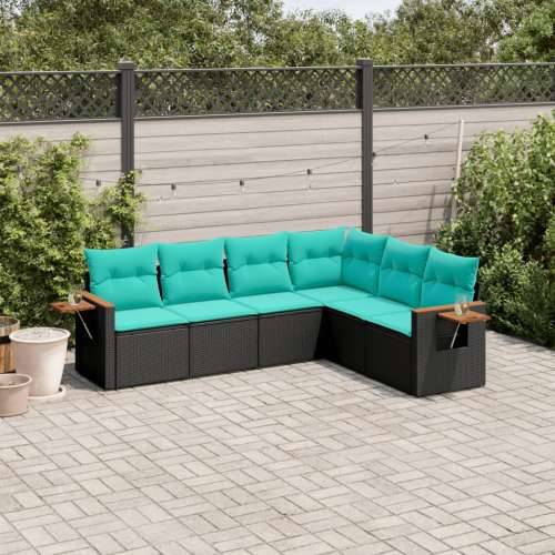 Vrtna garnitura - 6-dijelni set vrtnih sofa od poliratana s jastucima crni - Crna Bez stola 1 Cijena