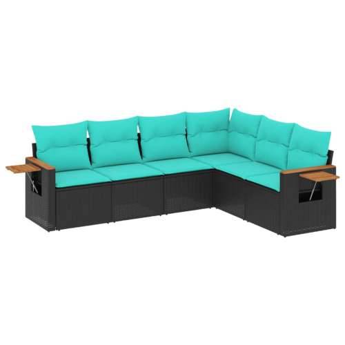 Vrtna garnitura - 6-dijelni set vrtnih sofa od poliratana s jastucima crni - Crna Bez stola 1 Cijena