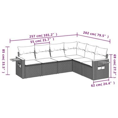 Vrtna garnitura - 6-dijelni set vrtnih sofa od poliratana s jastucima crni - Crna Bez stola 1 Cijena