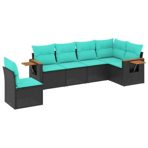 Vrtna garnitura - 6-dijelni set vrtnih sofa od poliratana s jastucima crni - Crna Bez stola 1 Cijena