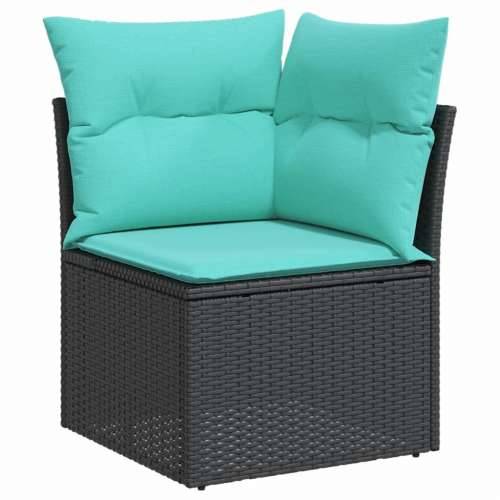 Vrtna garnitura - 6-dijelni set vrtnih sofa od poliratana s jastucima crni - Crna Bez stola 1 Cijena