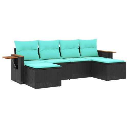 Vrtna garnitura - 6-dijelni set vrtnih sofa od poliratana s jastucima crni - Crna Bez stola 1 Cijena
