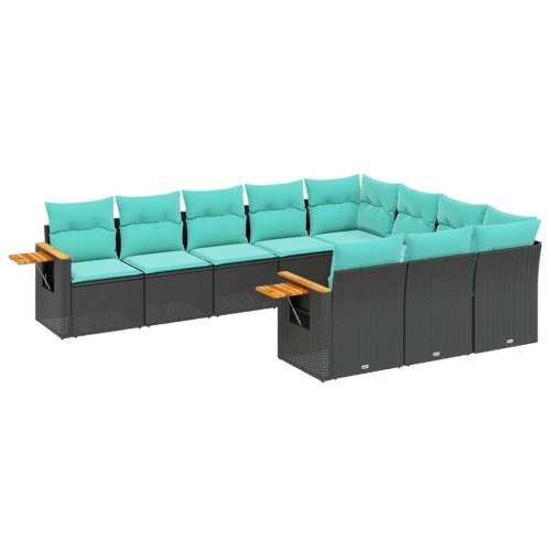 Vrtna garnitura - 10-dijelni set vrtnih sofa od poliratana s jastucima crni - Crna Bez stola 1 Cijena