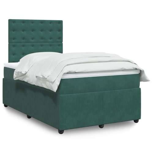 Box spring krevet s madracem tamnozeleni 120x200 cm baršunasti - Tamnozelena 120 x 200 cm gumbi Cijena
