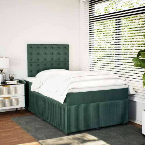 Box spring krevet s madracem tamnozeleni 120x200 cm baršunasti - Tamnozelena 120 x 200 cm gumbi Cijena