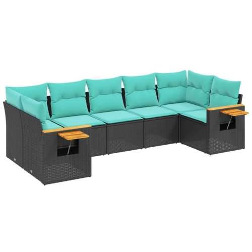 Vrtna garnitura - 7-dijelni set vrtnih sofa od poliratana s jastucima crni - Crna 1 Cijena