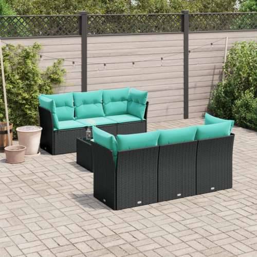 Vrtna garnitura - 7-dijelni set vrtnih sofa od poliratana s jastucima crni - Crna 2x middle + table + 4x corner 1 Cijena