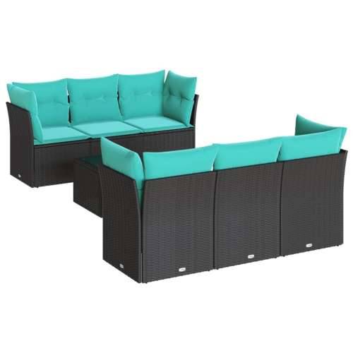 Vrtna garnitura - 7-dijelni set vrtnih sofa od poliratana s jastucima crni - Crna 2x middle + table + 4x corner 1 Cijena