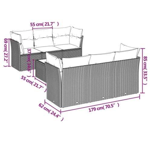 Vrtna garnitura - 7-dijelni set vrtnih sofa od poliratana s jastucima crni - Crna 2x middle + table + 4x corner 1 Cijena