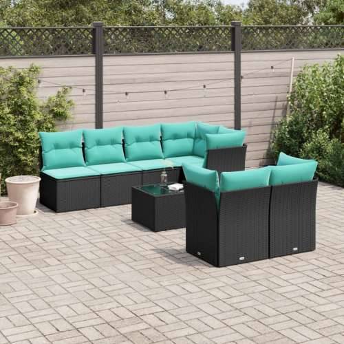 Vrtna garnitura - 8-dijelni set vrtnih sofa od poliratana s jastucima crni - Crna stol + 3x srednja + 4x kutna 1 Cijena