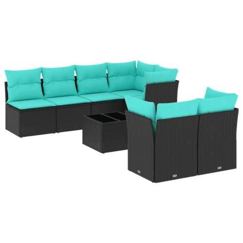 Vrtna garnitura - 8-dijelni set vrtnih sofa od poliratana s jastucima crni - Crna stol + 3x srednja + 4x kutna 1 Cijena