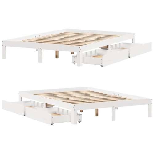 Okvir kreveta s ladicama bez madraca bijeli 140x190 cm - Bijela 140 x 190 cm Cijena