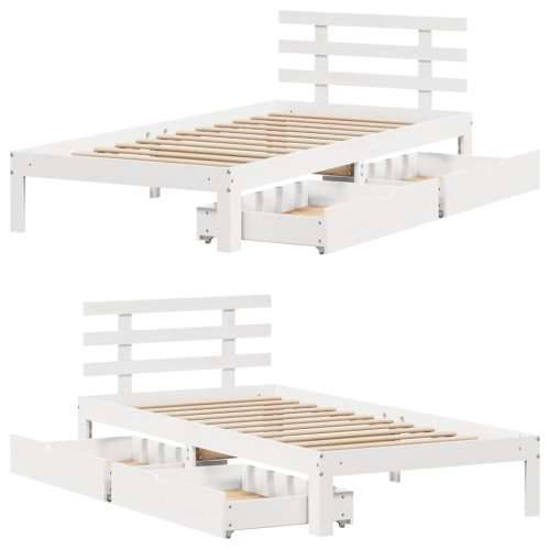 Okvir kreveta s ladicama bez madraca bijeli 75x190 cm - Bijela 75 x 190 cm Cijena