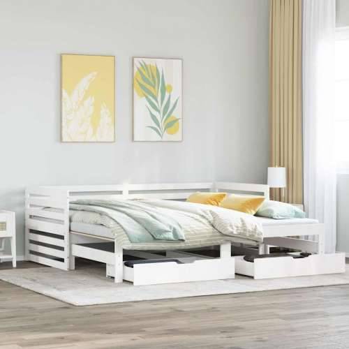 Dnevni krevet s ladicama bez madraca 90x200 cm masivno drvo - Bijela 90 x 200 cm Cijena