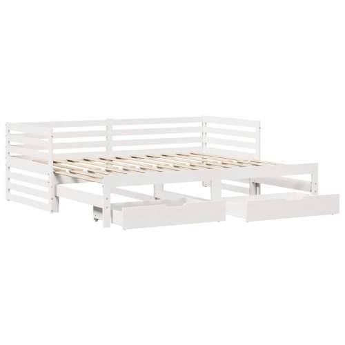 Dnevni krevet s ladicama bez madraca 90x200 cm masivno drvo - Bijela 90 x 200 cm Cijena