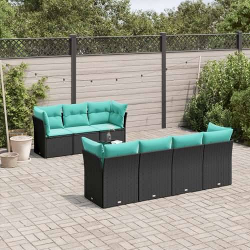 Vrtna garnitura - 8-dijelni set vrtnih sofa od poliratana s jastucima crni - Crna 4x kutna + stol + 3x srednja 1 Cijena