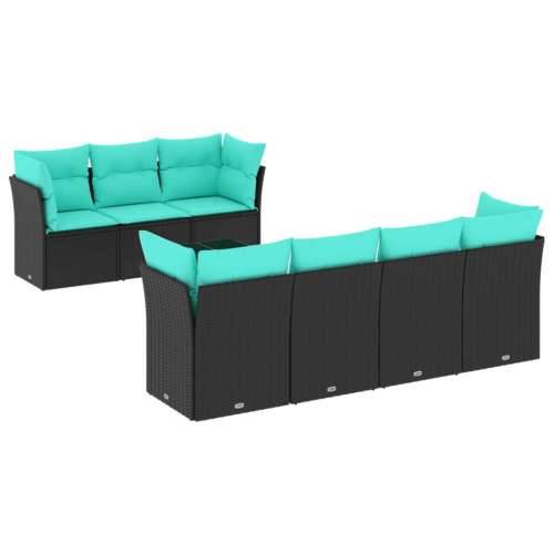 Vrtna garnitura - 8-dijelni set vrtnih sofa od poliratana s jastucima crni - Crna 4x kutna + stol + 3x srednja 1 Cijena