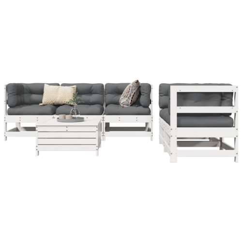 Vrtna garnitura - 6-dijelni set vrtnih sofa bijeli od masivne borovine - Bijela boja bora 1 Cijena