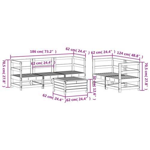 Vrtna garnitura - 6-dijelni set vrtnih sofa bijeli od masivne borovine - Bijela boja bora 1 Cijena
