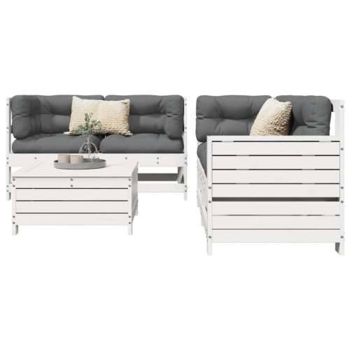 Vrtna garnitura - 5-dijelni set vrtnih sofa bijeli od masivne borovine - Bijela boja bora 1 Cijena