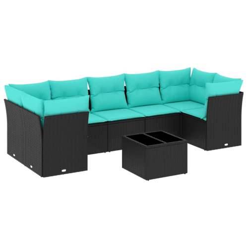 Vrtna garnitura - 8-dijelni set vrtnih sofa od poliratana s jastucima crni - Crna 4x kutna + stol + 3x srednja 1 Cijena