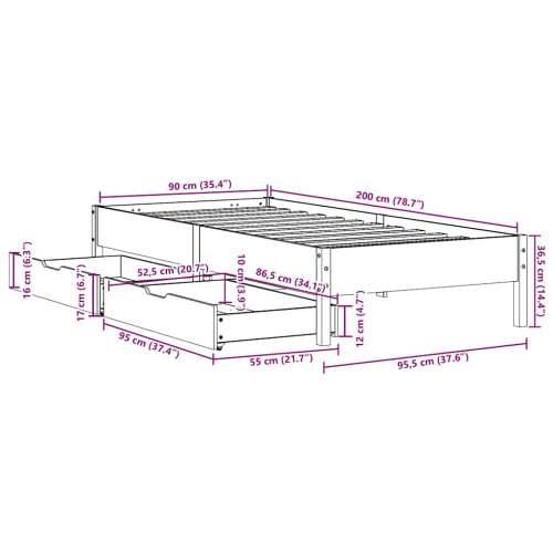 Okvir kreveta bez madraca 90 x 200 cm od masivne borovine - Prirodna 90 x 200 cm Cijena