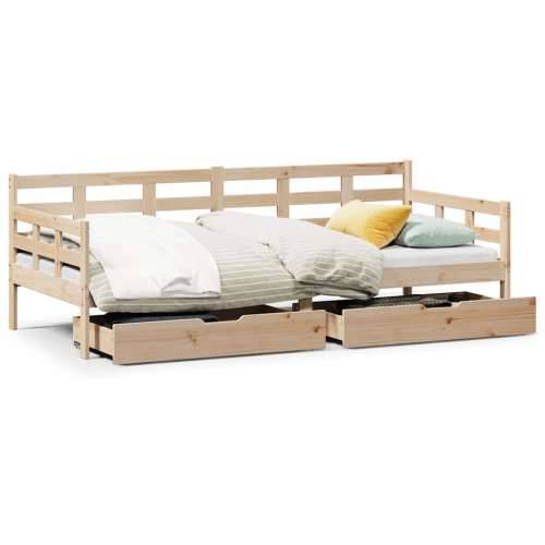 Dnevni krevet s ladicama bez madraca 90x200 cm masivno drvo - Prirodna 90 x 200 cm Cijena